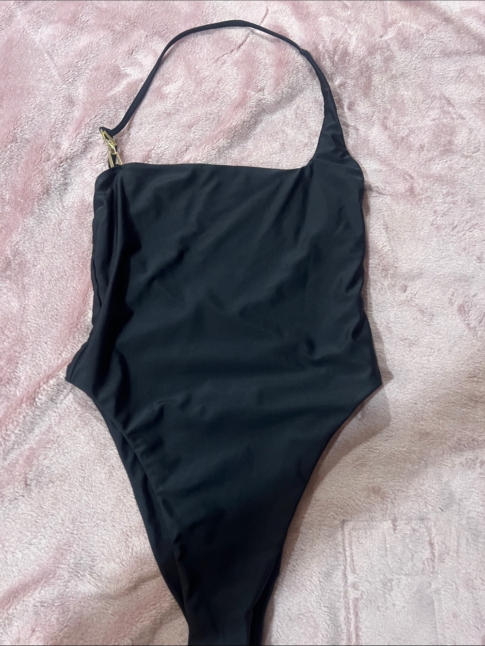 Camila Coelho Black One-Shoulder One-Piece Swimsuit